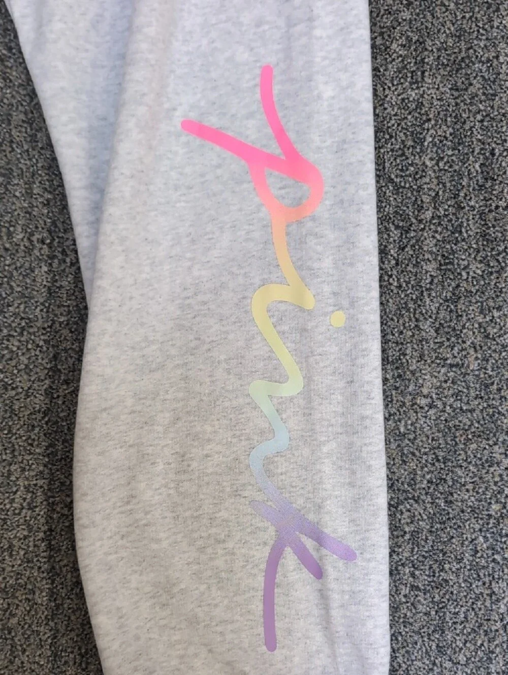 NWT PINK Victoria's Secret Light Gray Hoodie & Joggers Set Pastel Logo Medium - Picture 7 of 10